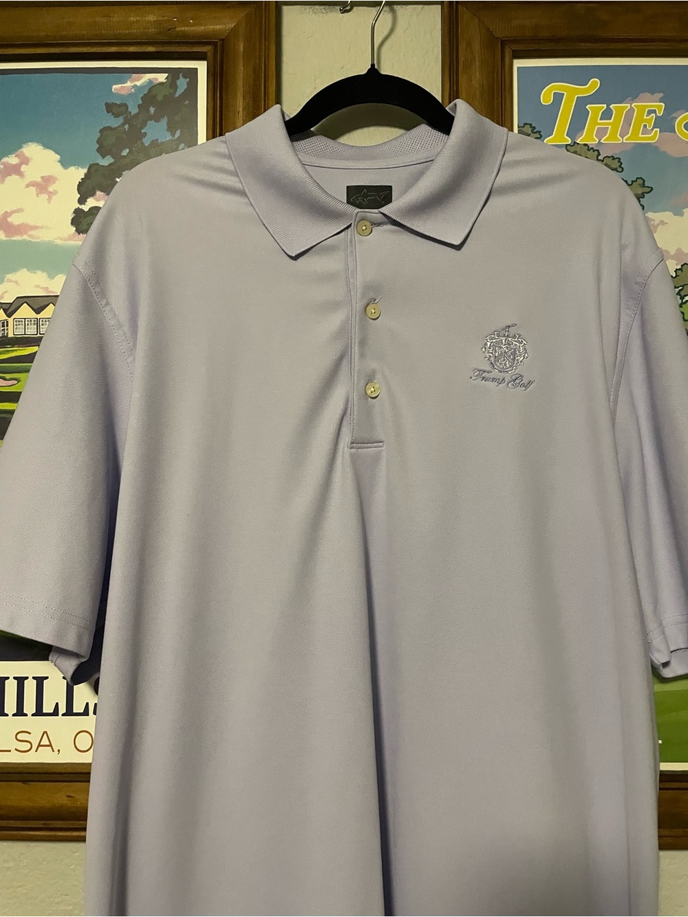 Greg Norman Trump Golf Polo Shirt Lavender Play Dry Performance Golf Shirt Men’s